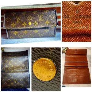 Vintage louis vuitton fold over button clip classic women's wallet.
